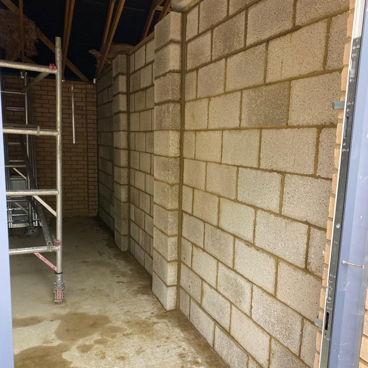 Internal blockwork inside a garage